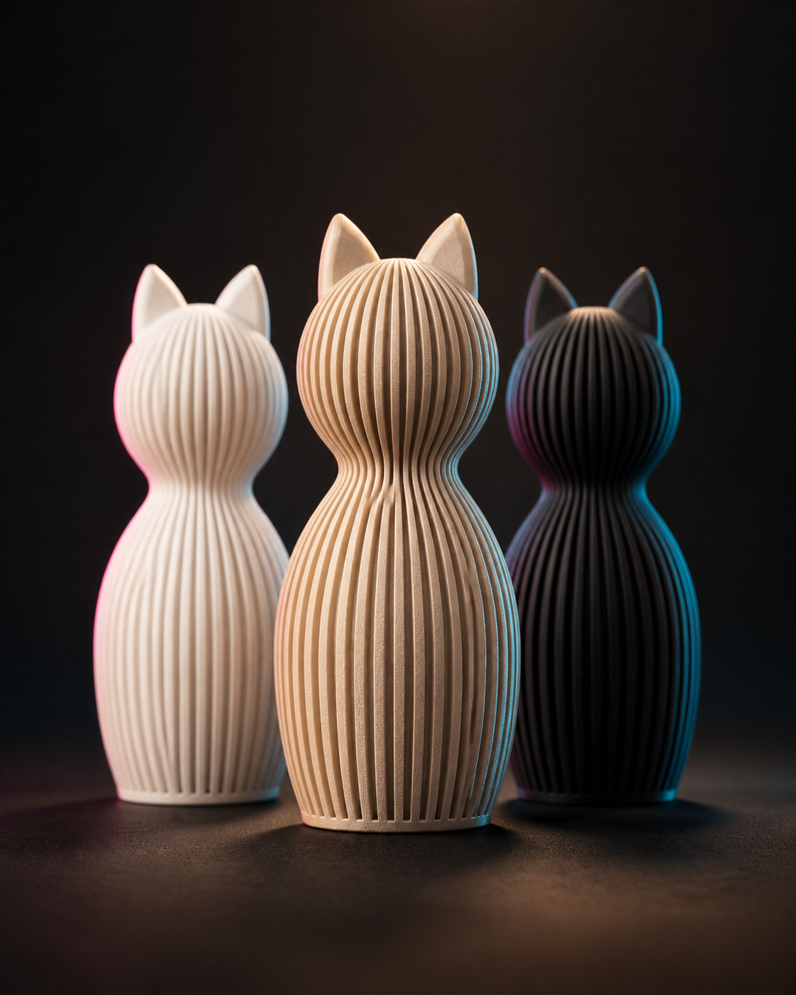 Üç renk 3D baskı Kedi Biblo